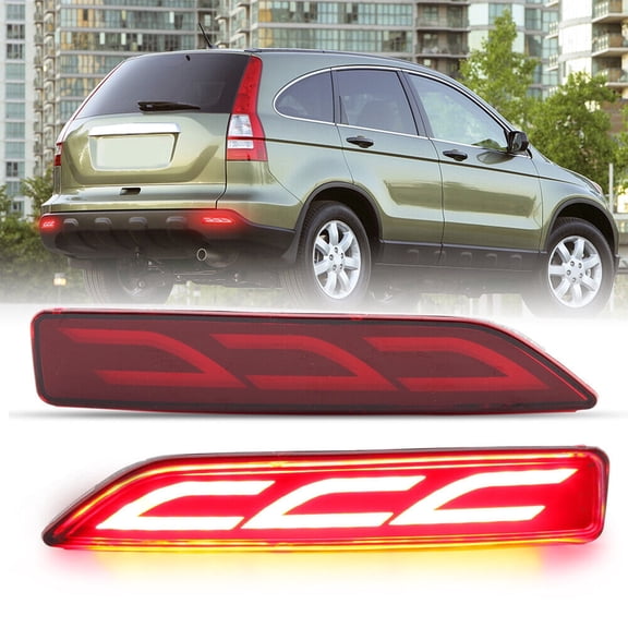 LED Pair Rear Bumper Reflector Light Assembly For Honda CR-V 2007-2009 | Direct Replacement Stop Tail Lamp