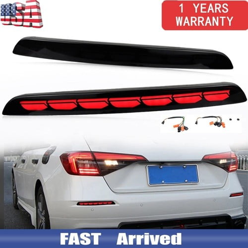 Smoked LED Rear Bumper Reflector Light Fog Lamps For Honda Civic Sedan 2022-2025
