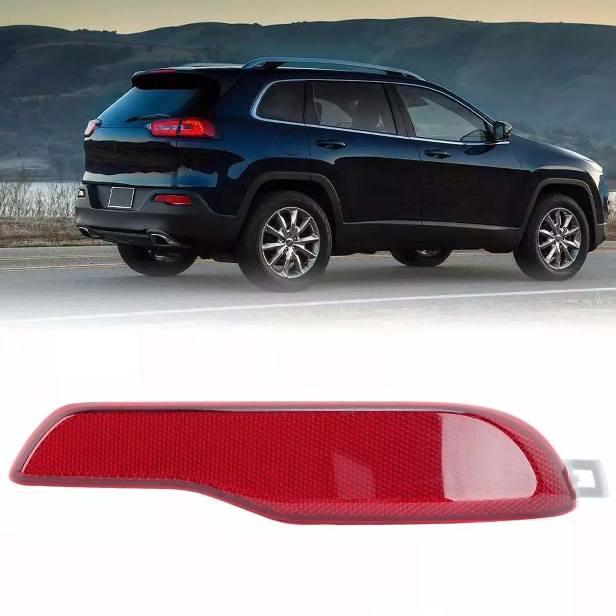 Right Rear Bumper Reflector Light For 2014-2018 Jeep Cherokee - Red Lens, OEM Style (68105144AC)