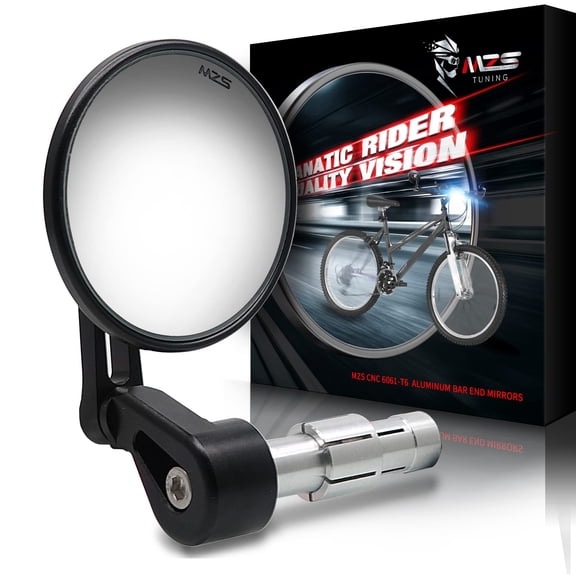 MZS Bar End Bike Mirror, Aluminum HD Automotive Convex E-Bike Mirror, Safe Rearview Mountain Bicycle Mirror fit for Hollow Handlebar (Left Side)