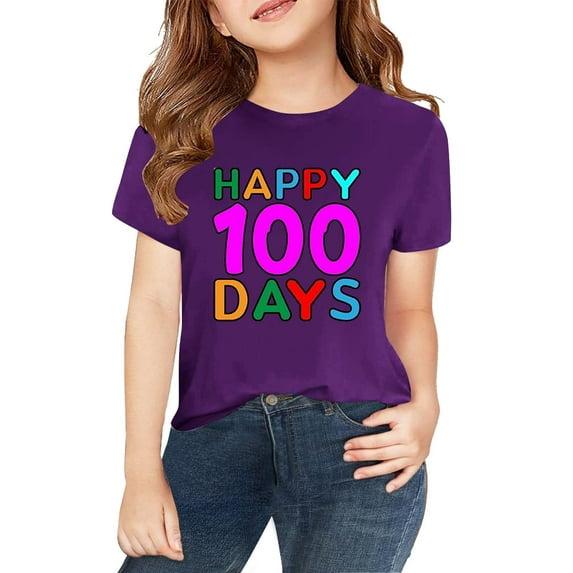 MZXELPRJD 100 Days of School Shirt for Boys Girls Funny Kindergarten Shirts Happy 100 Day of School Celebration Gifts Toddler Short Sleeve Graphic Tee Tops