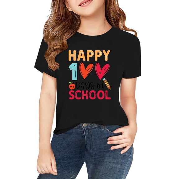 MZXELPRJD 100 Days of School Shirt for Boys Girls Funny Kindergarten Shirts Happy 100 Day of School Celebration Gifts Toddler Short Sleeve Graphic Tee Tops