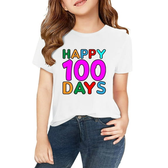 MZXELPRJD 100 Days of School Shirt for Boys Girls Funny Kindergarten Shirts Happy 100 Day of School Celebration Gifts Toddler Short Sleeve Graphic Tee Tops