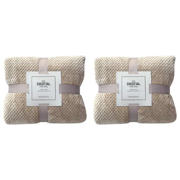 MZXELPRJD 2 Packs Fleece Blanket Throw Winter Warm Plaid Bed Blanket Large Mesh Flannel Blankets Thick Breathable Soft Blanket Womens Gifts for Christmas