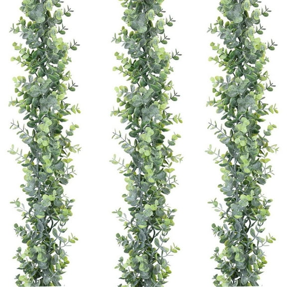 MZXELPRJD Artificial Hanging Plants 3 Pcs Garland 6ft Artificial Greenery Garland Bulk Silk Leaves Vines for Wedding Hanging Silver Dollar Leaves Vines for Arch Coral Roses Artificial Flowers