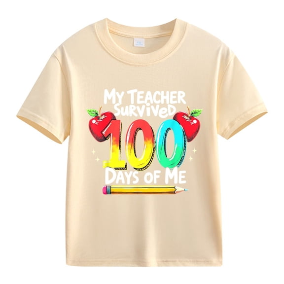 MZXELPRJD Baby Boy Clothes 100 Days of School Shirt for Kids Toddler Boys Girls Back to School T-Shirt Kindergarten Happy Gifts Tops