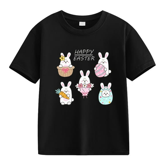 MZXELPRJD Baby Boy Clothes Toddler Boys Girls Bunny Shirts Spring T-shirt Cute Rabbit Egg Print Soft Comfortable Tshirt Birthday Gifts