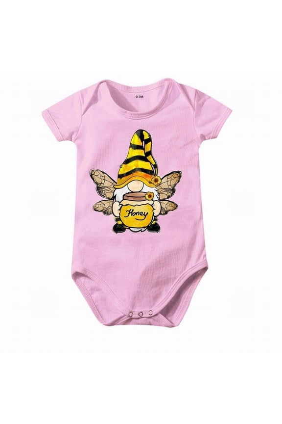 Baby Boys Girls Bodysuit Soft Romper 0-24 Months Bumble Bee Print Jumpsuit Short Sleeve Summer Clothes Infant Coming Home Clothes Outfits