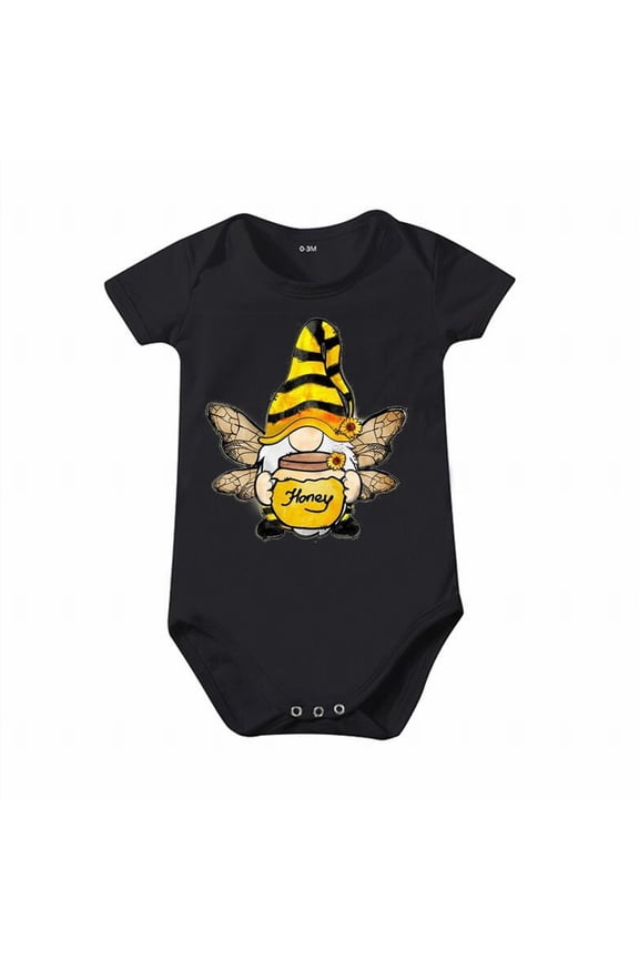 Baby Boys Girls Bodysuit Soft Romper 0-24 Months Bumble Bee Print Jumpsuit Short Sleeve Summer Clothes Infant Coming Home Clothes Outfits