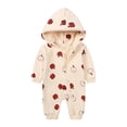 thumbnail image 1 of MZXELPRJD Baby Girl Hooded Romper Jumpsuit Baby Girl Clothes Infant Zipper Long Sleeve Onesie Outfit Fall Winter Warm Outwear Toddler Hooded Outfits, 1 of 3