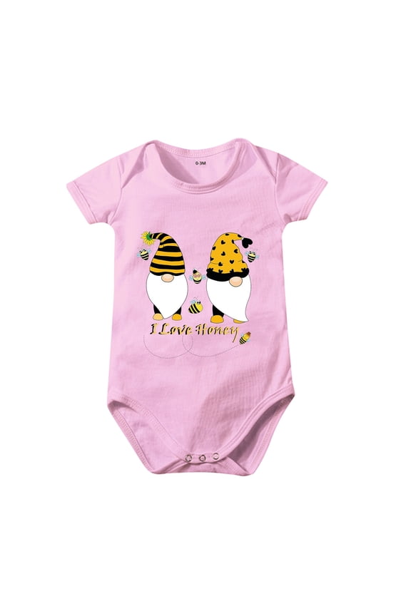 Baby Jumpsuit Infant Girls Boys First Birthday Outfits Bumble Bee Printed Baby Clothes 1st Birthday Romper Short Sleeve Bodysuit