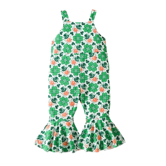MZXELPRJD Baby Rompers Girl Shamrock Print Baby Girl Clothes Set Romper Baby Girls Holiday Photo Outfit Satin Bow 12m Boys Size 8 Sweatsuits Sets Baby Outfits Baby Boy Plaid Outfit Baby Girl Gift Set