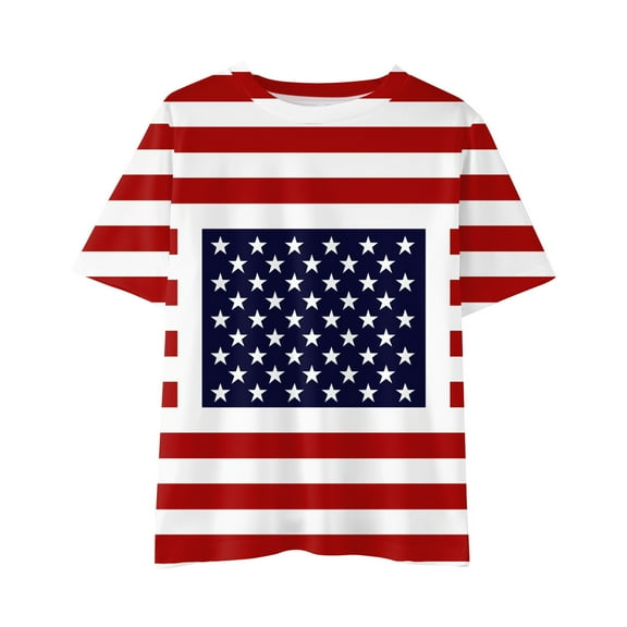 MZXELPRJD Boys 4th of July Shirt American Flag Tees Kids Toddler Short Sleeve Tee Shirts 3-12 Years Kids Clothes 3D Graphic Printed Tees for Boys Girls