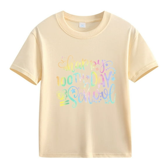 MZXELPRJD Boys Shirts 100 Days 100th Day of School for Girls Boys Shirt 2-13 Years Kids Spring Summer Casual Beach Holiday Tees Autumn Basic Tops