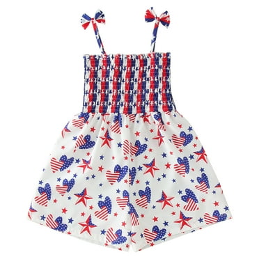MZXELPRJD Bubble Romper Baby Girl 4th Toddler Fall Clothes for Girls of July Star Toddler Girls Sleeveless Romper 3t Onesies Girl Toddler Chrismas Outfit 3-6 Month Onesies