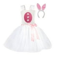 thumbnail image 1 of MZXELPRJD Bunny Dresses for Girls Funny Kids Party Dress with Plush Rabbit Ears Headband Baby Girl Hare Tutu Dress Up Outfit Flower Princess Dress, 1 of 5