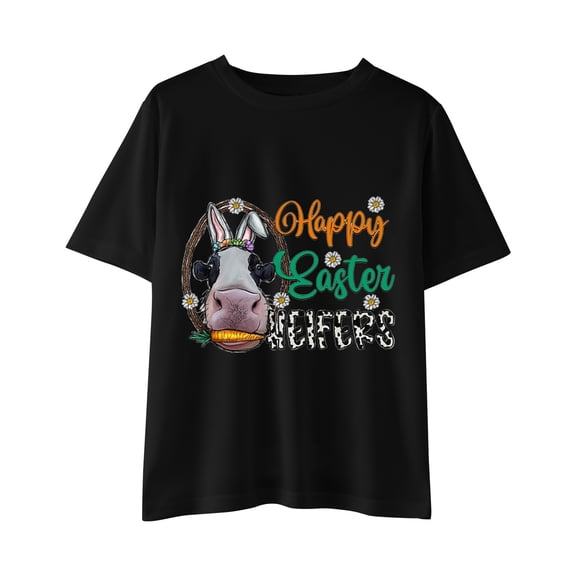 MZXELPRJD Bunny T Shirts for Girls Happy Easter Day T-Shirt Toddler Girl Boy Short Sleeve Graphic Tee Tops Easter Matching T-Shirt Gift for Easter Day Tees