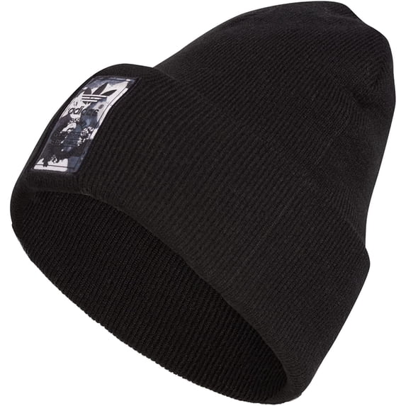 adidas Originals Camo Logo Cuff Fold Beanie One Size Black/White