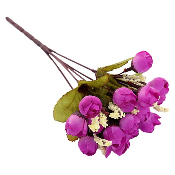 MZXELPRJD Dried Flower Heads Realistic Flowers Centerpiece Artificial Flower Rose 15 Head Colorful Wedding Home Table Floral Branch Arrangement Dark Flower Vase with Artificial Flowers