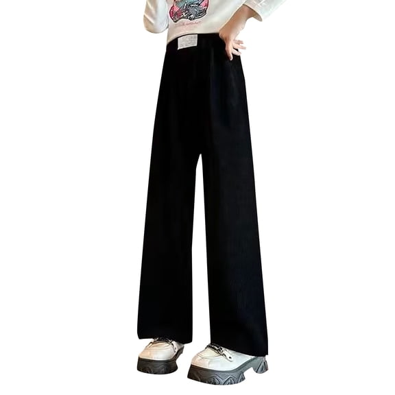 MZXELPRJD Girl Pants Size 7-8 Girls Sweatpants Size 14-16 Camo Pants Girls 100 Percent Cotton Sweatpants Trendy Pants Wide Leg Jeans Baggy Clothes, Black 11-12 Years