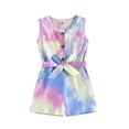 thumbnail image 1 of MZXELPRJD Girls Body Suit Summer Kids Birthday Gifts Girls Sleeveless Tie-dyed Print Belted Romper Matching Sister Outfits Boy Outfits Boys Clothes Size 5t Outfits, 1 of 8