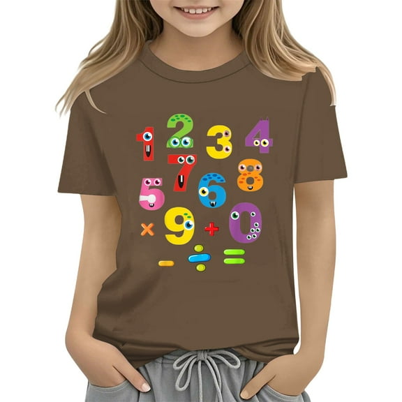 MZXELPRJD Girls Brown Top Youth Graphic Tees T Shirt for Boys Teen Girl Clothes Y2k Boys Clothes Size 12 Clothing for Girls Toddler Boy Clothes Cute Clothes for 10-12 Boy 3t Girls 9-10 Clothing