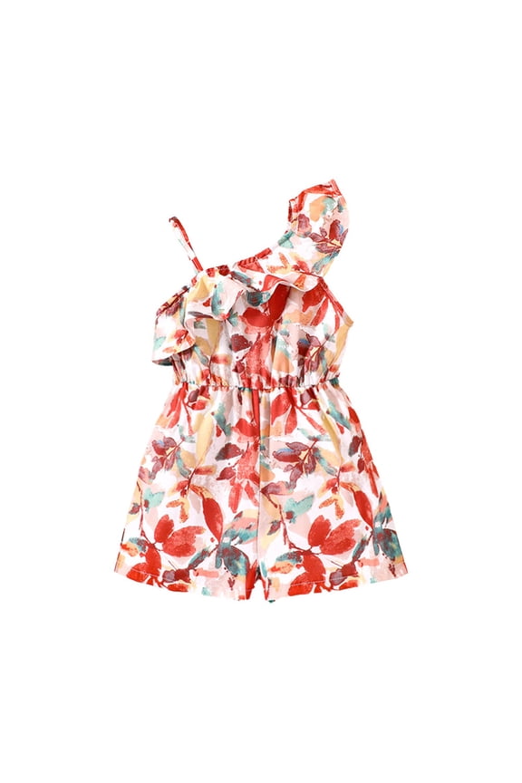 MZXELPRJD Girls Jumpsuit Size 7-8 Baby 3t Boy Clothes Sets Girls Summer Flower Printed Ruffle Romper Shorts Girls Boutique Outfits Pajama Sets For Kids