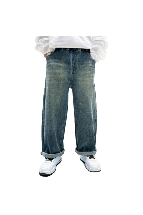 Girls Pants Size 14-16 Boys Xl Pants Spring and Autumn 2024 New Children's Jeans Casual Autumn Middle and Large Children Loose Boys Trousers Students Stylish Kids Clothes Boys Size 7-8