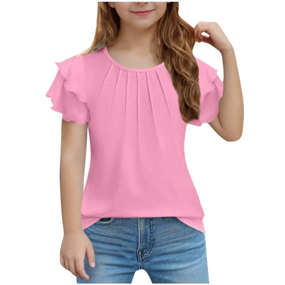 MZXELPRJD Girls Short Sleeve Sequin Shirt 2026 Trendy Metallic Shimmer Short Sleeved Shirts for Teen Girl Kids Sparkly Glitter Crewneck Tee Tops Toddler Clothes