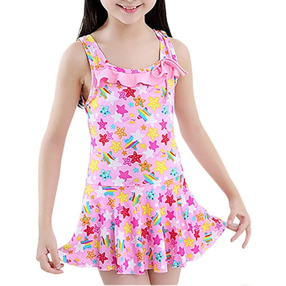 MZXELPRJD Girls Skirt Swimsuit One Piece Floral Skirted Bathing Suit Modest Beach Swim Dress Short Sleeve Hawaiian Swimwear One-Piece Swimsuits