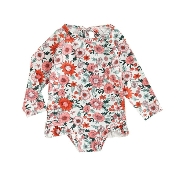 MZXELPRJD Girls Swim Baby Girls Floral Print Long Sleeve Swim Shirt Bathing Suit Sun Protection Clothes Kids Toddler Bathing Suit Boy Juniors Tankini Swimsuits Tankini Teen