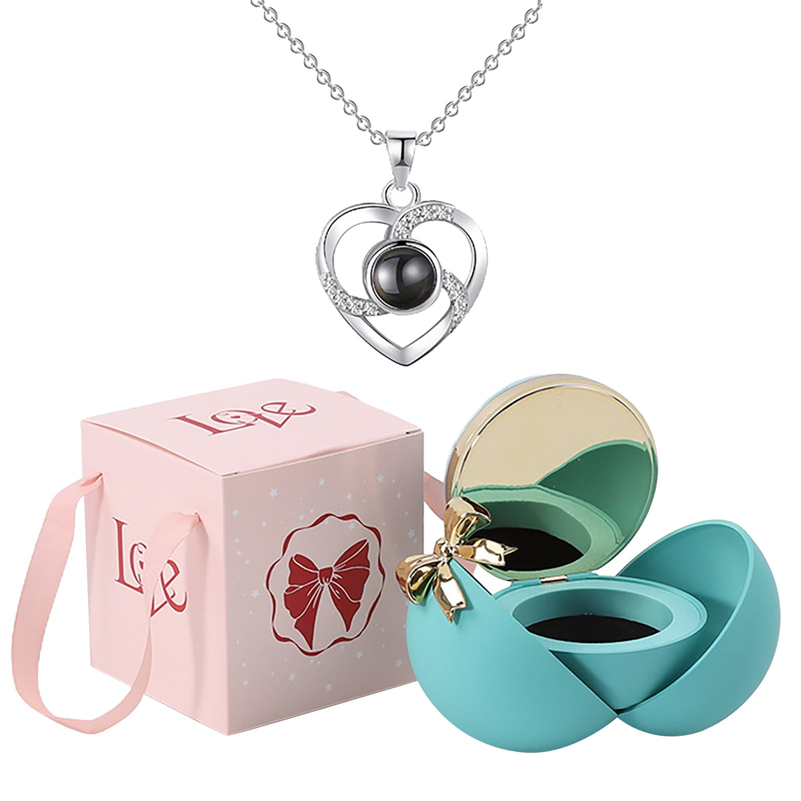 MZXELPRJD Heart Necklaces for Women Promise Necklace with Rose