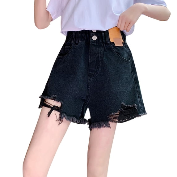 MZXELPRJD Jean Shorts for Teen Girls Ripped Denim Shorts Tween Mid Rise Summer Hot Raw Hem Casual Girlfriend Fit Jorts Toddler Girl Clothes