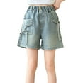 thumbnail image 1 of MZXELPRJD Jean Shorts for Teen Girls Ripped Denim Shorts Tween Mid Rise Summer Hot Raw Hem Casual Girlfriend Fit Jorts Toddler Girl Clothes, 1 of 9