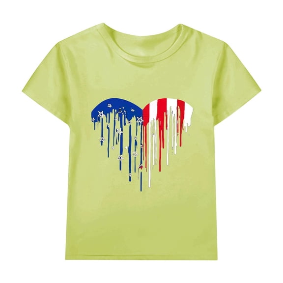 MZXELPRJD July 4th Tee Tops Girl Toddler Clothes 4th of July Shirt Baby Girls American Flag Shirt Fashion Loose Patriotic T-Shirts Outfit for 3-13T
