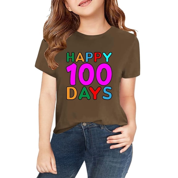 MZXELPRJD Kids 100 Days of School Shirt Girls Boys 100th Day of School Celebration Tops Kids Short Sleeve Funny Graphic Letters Print T-Shirt