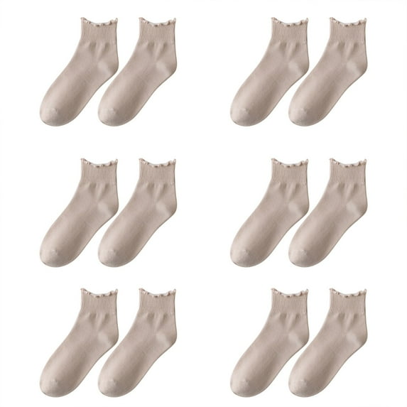 MZXELPRJD Lettuce Socks for Women 6 Pairs Casual Cute Ankle Socks Ruffle Turn Breathable Cool Knit Cotton Frilly Crew Socks Valentines Day Gifts for Her
