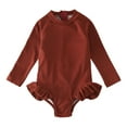 thumbnail image 1 of MZXELPRJD Little Girl Swimsuit Solid Color Ruffles Long Sleeve 1 Piece Swimsuit for Toddler Girls Beach Bikini 3 T Boys Clothing Sets Boys Bathing Suit Size 7, 1 of 4