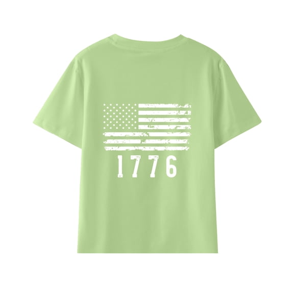 MZXELPRJD Little Kids Shirts 4th of July T Shirt Casual 3D Graphic Printed Tees for Boys Girls Unisex Novelty Fashion Short Sleeve Crewneck Pullover Tops