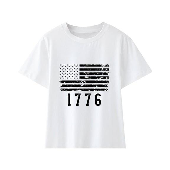 MZXELPRJD Little Kids Shirts 4th of July T Shirt Casual 3D Graphic Printed Tees for Boys Girls Unisex Novelty Fashion Short Sleeve Crewneck Pullover Tops