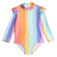 thumbnail image 1 of MZXELPRJD Long Sleeve Swimsuit Rainbow Stripe Long Sleeve 1 Piece Swimsuit for Toddler Girls Beach Bikini Baby Clothing Boys Bathing Suit Size 7 Baby Bathing Suit Infant Bathing Suit Girl Girls, 1 of 7