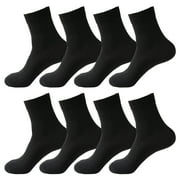 MZXELPRJD Mens Socks 4 Pairs Crew Socks Unisex Summer Thin Loose Fit Soft Wide Stretchy Seamless Toe Black Socks Moisture Wicking Odor Control Casual Cozy Socks for Men