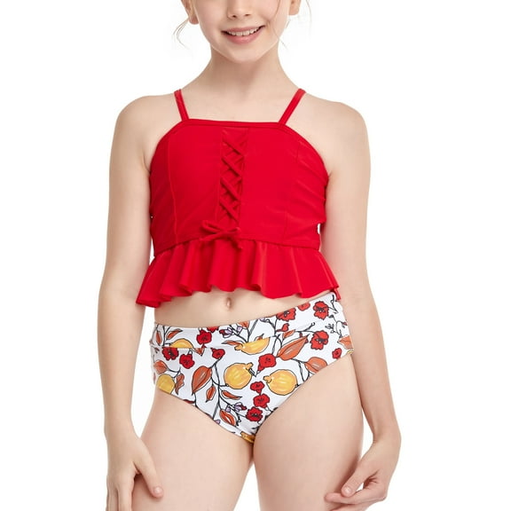 MZXELPRJD Newborn Swimsuit Girl High Neck Birthday Gifts Rash Guard Bikini for Girls Bathing Suit Girls Bathing Suit Size 8