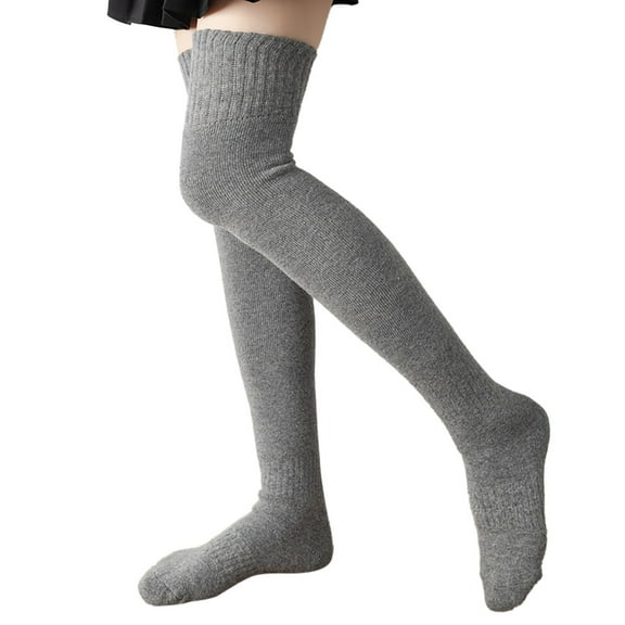 MZXELPRJD No Show Socks Womens 2 Pairs Wool Stockings Over The Knee Thickened Winter Woolen Warm Stockings Autumn Winter Woolen Coil High Stockings, Compression Socks Grey