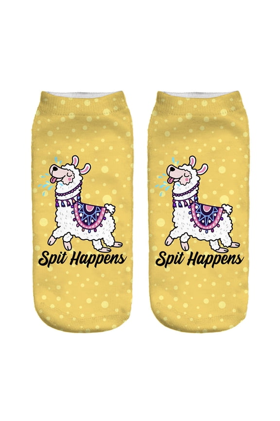 No Show Socks Womens 3D Digital Printing Alpaca Female Socks Adult Invisible Socks Magic Socks, Womens Socks Ankle