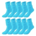 thumbnail image 1 of MZXELPRJD No Show Socks Womens 5 Pairs Soild Color Socks Thigh High Boot Socks Soft Scrunch Socks, White Crew Socks Sky Blue, 1 of 4