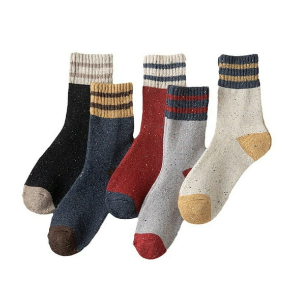 MZXELPRJD No Show Socks Womens 5 Pairs Vintage Winter Soft Warm Thick Cold Knit Wool Crew Socks Multicolor, Ankle Compression Socks for Women Red