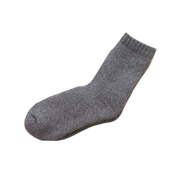 MZXELPRJD No Show Socks Womens Autumn Winter Heavy Wool Socks Solid Color Medium Tube Socks Thick Warm Hoop Socks Stockings Fluffy Towel Socks, Black Ankle Socks for Women Dark Gray