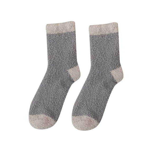 MZXELPRJD No Show Socks Womens Autumn Winter Soild Color Warm Coral Warm Thick Home Socks Stockings, Socks for Women Grey