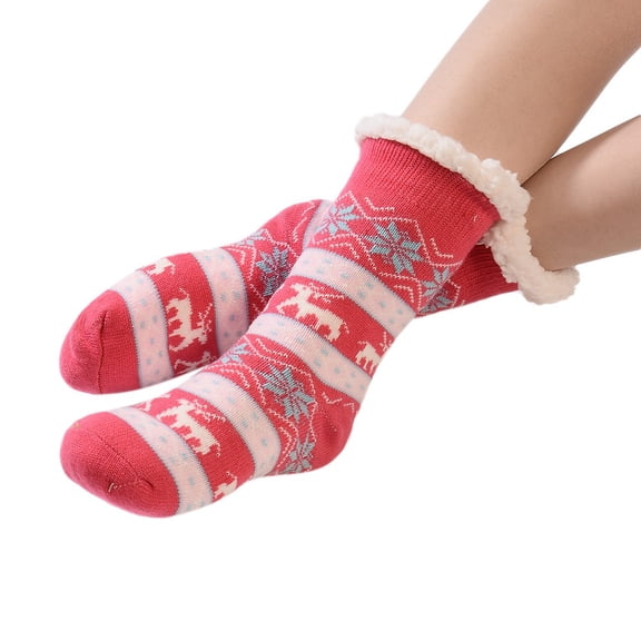 MZXELPRJD No Show Socks Womens Christmas Cotton Socks Print Thicker Anti-slip Floor Socks Carpet Socks, Black Socks Red